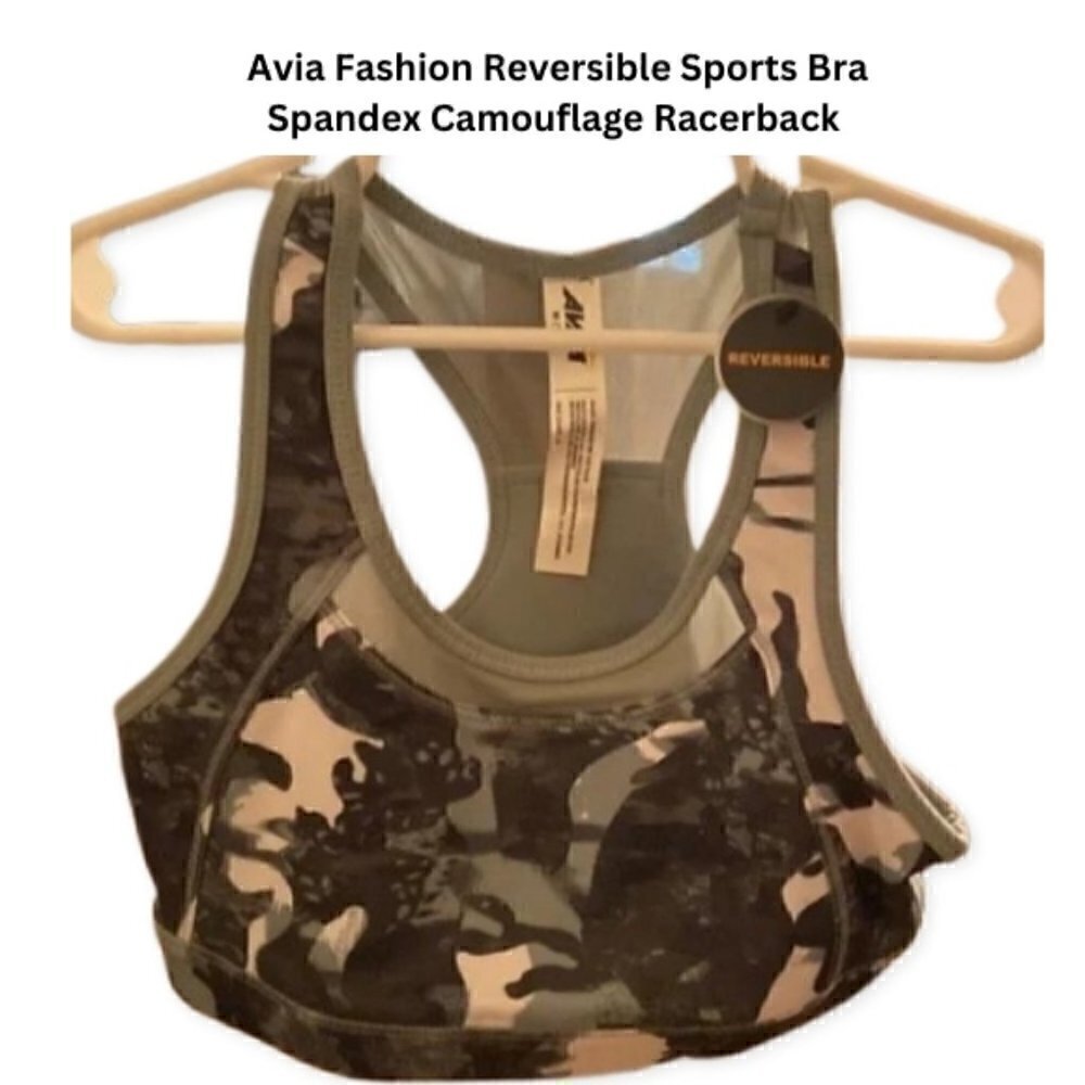 Avia Reversible Sports Bra Camouflage Racerback Girl's Size 7-8M